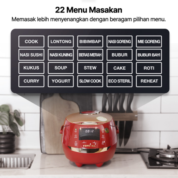 Yong Ma Digital Rice Cooker 2 L - SMC8087 | SMC 8087 Merah